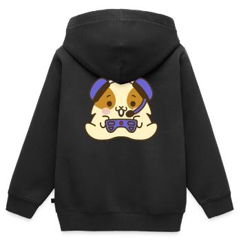 Joueur de hamster - Sweat Premium à capuche zippé enfant bio - noir - Dos - AI Model Kid Male (0cm)