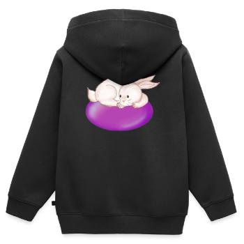 Osterhase - Kinder Premium Organic Zip Hoodie - Schwarz - Hinten - AI Model Kid Male (0cm)