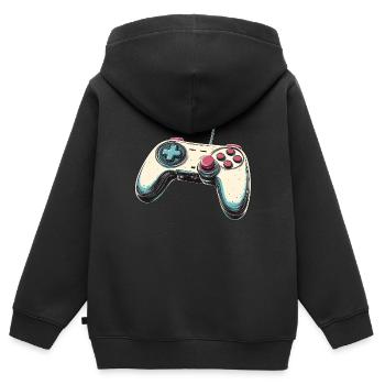Gamepad, Gamepad, Controller-Logo und Joystick - Kinder Premium Organic Zip Hoodie - Schwarz - Hinten - AI Model Kid Male (0cm)
