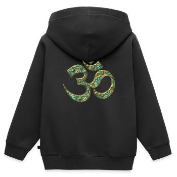 Sacred OM (AUM - I AM), turquoise, manifestation - Sweat Premium à capuche zippé enfant bio - noir - Dos - AI Model Kid Male (0cm)