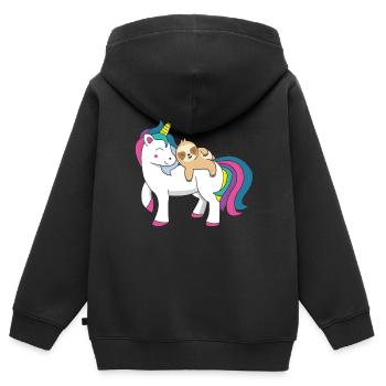 Sloth Riding Unicorn - Kids Premium Organic Zip-up Hoodie - black - Back - AI Model Kid Male (0cm)