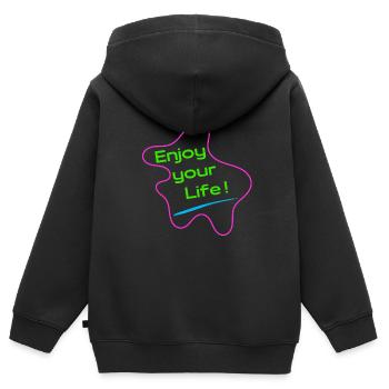Enjoy your life - Be positive - Kids Premium Organic Zip-up Hoodie - black - Back - AI Model Kid Male (0cm)