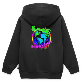Save the planet - Kinder Premium Organic Zip Hoodie - Schwarz - Hinten - AI Model Kid Male (0cm)