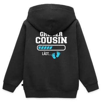 Großer Cousin - Kinder Premium Organic Zip Hoodie - Schwarz - Hinten - AI Model Kid Male (0cm)