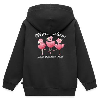 Malle Diven Think Pink Trink Flink Braut Geschenk - Kinder Premium Organic Zip Hoodie - Schwarz - Hinten - AI Model Kid Male (0cm)
