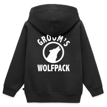 Grooms Wolfpack Shirt | Bachelor Party Group Shirt - Kinder Premium Organic Zip Hoodie - Schwarz - Hinten - AI Model Kid Male (0cm)