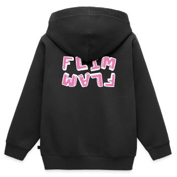 Flam Flim Flam Flamingo - Sweat Premium à capuche zippé enfant bio - noir - Dos - AI Model Kid Male (0cm)