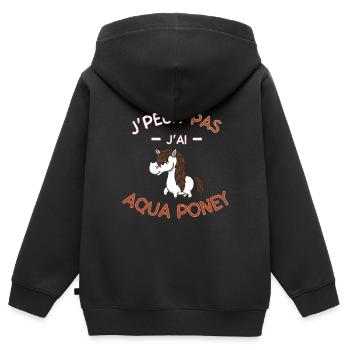 J Peux Pas J Ai Aqua Poney - Sweat Premium à capuche zippé enfant bio - noir - Dos - AI Model Kid Male (0cm)
