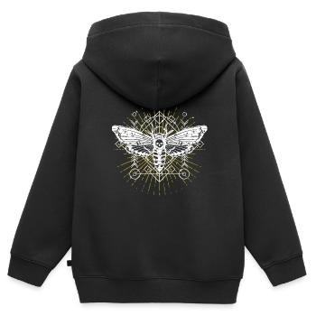 Motte Motte Phase lune Gothique Idée cadeau - Sweat Premium à capuche zippé enfant bio - noir - Dos - AI Model Kid Male (0cm)