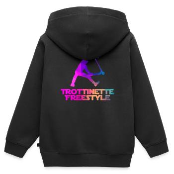 Trottinette freestyle - Sweat Premium à capuche zippé enfant bio - noir - Dos - AI Model Kid Male (0cm)
