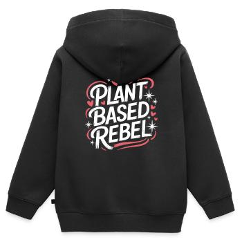 Vegetarian Vegan Veggie Vegetarian - Kids Premium Organic Zip-up Hoodie - black - Back - AI Model Kid Male (0cm)