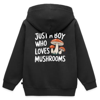 Champignons Champignons Champignon Champignon - Sweat Premium à capuche zippé enfant bio - noir - Dos - AI Model Kid Male (0cm)