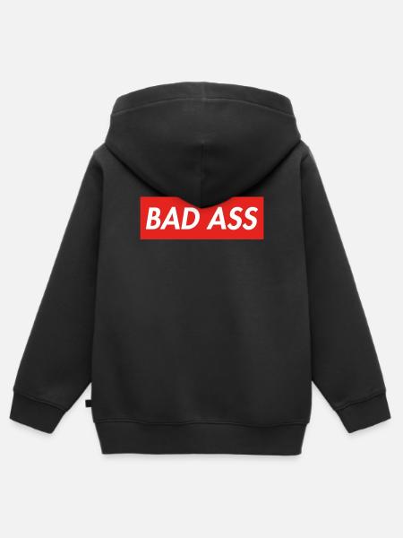 Bad Ass - Kinder Premium Organic Zip Hoodie - Schwarz