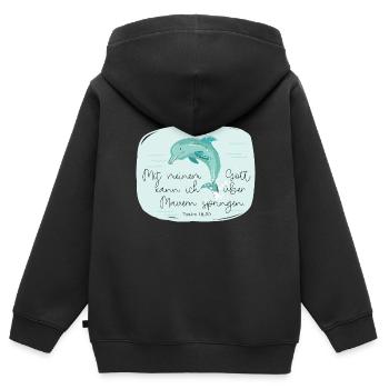 Christliches Design mit Delphin - Kinder Premium Organic Zip Hoodie - Schwarz - Hinten - AI Model Kid Male (0cm)