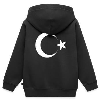 turkey crescent and star turkey, turkey, turquoise - Kids Premium Organic Zip-up Hoodie - black - Back - AI Model Kid Male (0cm)