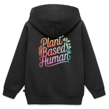 Vegetarian Vegan Veggie Vegetarian - Kids Premium Organic Zip-up Hoodie - black - Back - AI Model Kid Male (0cm)