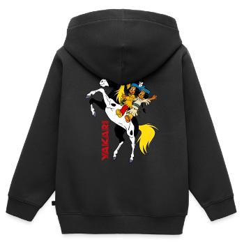 Yakari und Regenbogen - Kinder Premium Organic Zip Hoodie - Schwarz - Hinten - AI Model Kid Male (0cm)