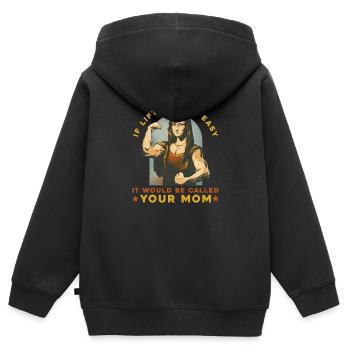 Fitness Training Gym Workout Poids - Sweat Premium à capuche zippé enfant bio - noir - Dos - AI Model Kid Male (0cm)