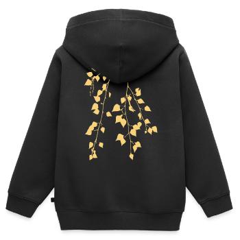 Branche de bouleau - Nature - Durable - Arbre forestier - Sweat Premium à capuche zippé enfant bio - noir - Dos - AI Model Kid Male (0cm)