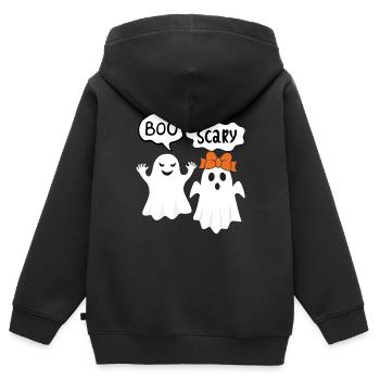 Boo Effrayant - Sweat Premium à capuche zippé enfant bio - noir - Dos - AI Model Kid Male (0cm)