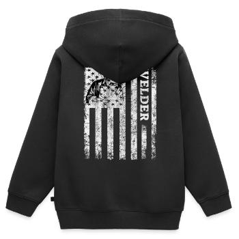 Amerikanische Flagge Schweißschweißmaschinenbau - Kinder Premium Organic Zip Hoodie - Schwarz - Hinten - AI Model Kid Male (0cm)