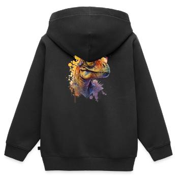 Dinosaure attrayant avec des lunettes de soleil cool - Sweat Premium à capuche zippé enfant bio - noir - Dos - AI Model Kid Male (0cm)