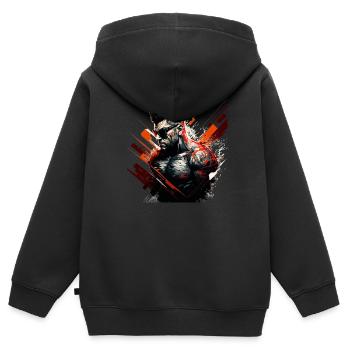 Anti-héros badass, casse-cou cool - Sweat Premium à capuche zippé enfant bio - noir - Dos - AI Model Kid Male (0cm)