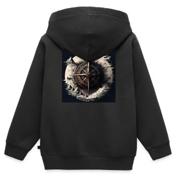 kunstvoller Segler-Kompass auf hoher See - Kinder Premium Organic Zip Hoodie - Schwarz - Hinten - AI Model Kid Male (0cm)