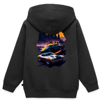 Klassischer Sportwagen - Kinder Premium Organic Zip Hoodie - Schwarz - Hinten - AI Model Kid Male (0cm)