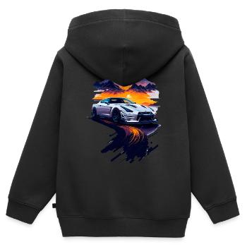 Sportwagen - Kinder Premium Organic Zip Hoodie - Schwarz - Hinten - AI Model Kid Male (0cm)