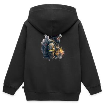 Feuerwehrmann im Einsatz - Kinder Premium Organic Zip Hoodie - Schwarz - Hinten - AI Model Kid Male (0cm)