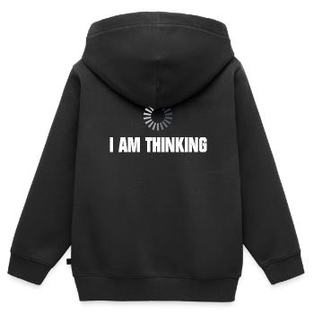 Ich denke nach - Kinder Premium Organic Zip Hoodie - Schwarz - Hinten - AI Model Kid Male (0cm)