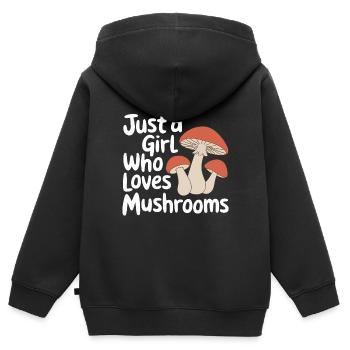 Champignons Champignons Champignon Champignon - Sweat Premium à capuche zippé enfant bio - noir - Dos - AI Model Kid Male (0cm)