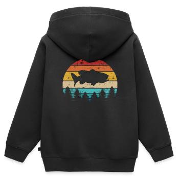 perche - Sweat Premium à capuche zippé enfant bio - noir - Dos - AI Model Kid Male (0cm)