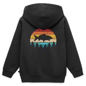 Karpfen - Kinder Premium Organic Zip Hoodie - Schwarz - Hinten - AI Model Kid Male (0cm)