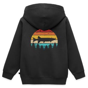 Hecht - Kinder Premium Organic Zip Hoodie - Schwarz - Hinten - AI Model Kid Male (0cm)