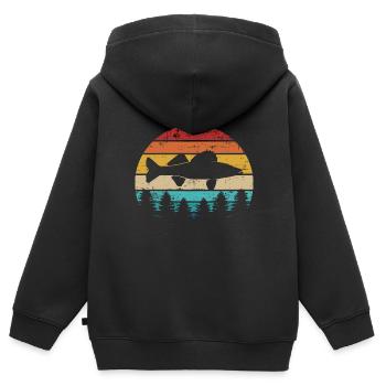 Zander - Kinder Premium Organic Zip Hoodie - Schwarz - Hinten - AI Model Kid Male (0cm)