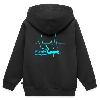 Schnorcheln mit Herzschlag - Kinder Premium Organic Zip Hoodie - Schwarz - Hinten - AI Model Kid Male (0cm)