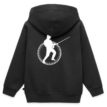 Angler Angelhaken Angelrute Sportfischer - Kinder Premium Organic Zip Hoodie - Schwarz - Hinten - AI Model Kid Male (0cm)