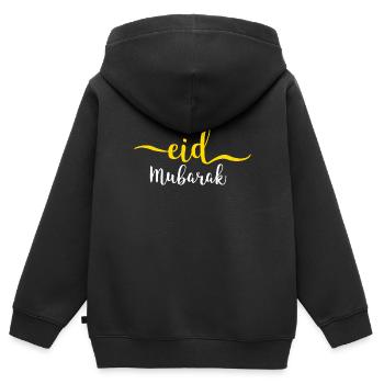 Eid Mubarak - Sweat Premium à capuche zippé enfant bio - noir - Dos - AI Model Kid Male (0cm)