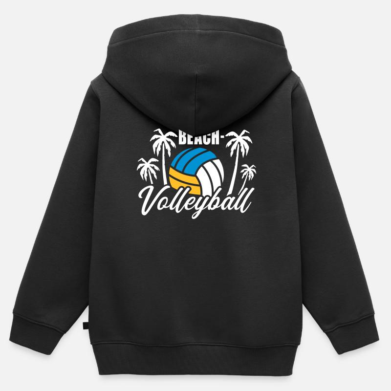 Beach-volley - Sweat Premium à capuche zippé enfant bio - noir