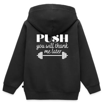 push you will thank me later - Kinder Premium Organic Zip Hoodie - Schwarz - Hinten - AI Model Kid Male (0cm)