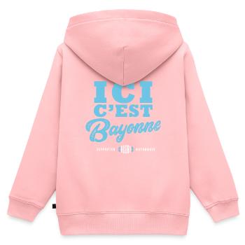 Rugby Supporter Rugby Bayonne Bayonnais - Sweat Premium à capuche zippé enfant bio - rose - Dos - AI Model Kid Female (0cm)