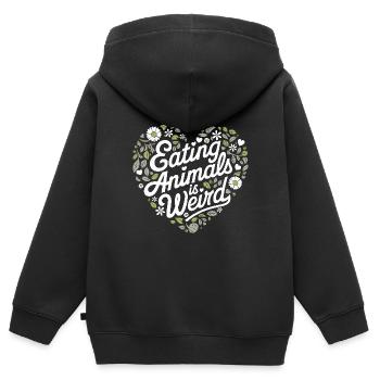 Végétarien Végétalien Végétarien Végétarien - Sweat Premium à capuche zippé enfant bio - noir - Dos - AI Model Kid Male (0cm)