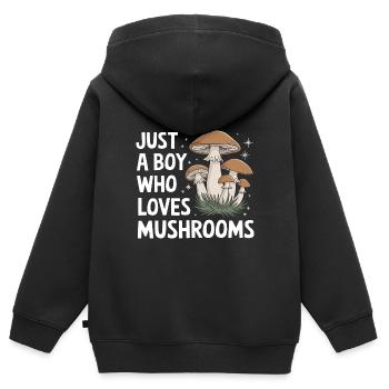 Champignons Champignons Champignon Champignon - Sweat Premium à capuche zippé enfant bio - noir - Dos - AI Model Kid Male (0cm)