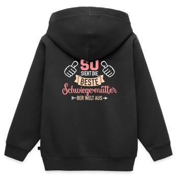 Schwiegermutter - Kinder Premium Organic Zip Hoodie - Schwarz - Hinten - AI Model Kid Male (0cm)