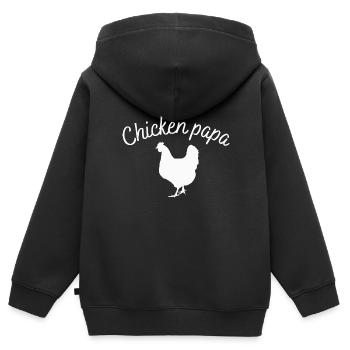Chicken Papa - Kinder Premium Organic Zip Hoodie - Schwarz - Hinten - AI Model Kid Male (0cm)