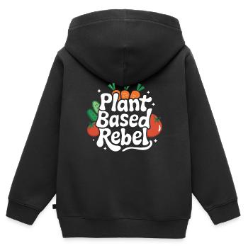 Végétarien Végétalien Végétarien Végétarien - Sweat Premium à capuche zippé enfant bio - noir - Dos - AI Model Kid Male (0cm)