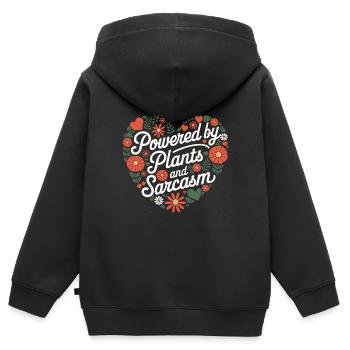 Végétarien Végétalien Végétarien Végétarien - Sweat Premium à capuche zippé enfant bio - noir - Dos - AI Model Kid Male (0cm)