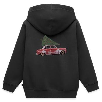 Oldtimer mit Tannenbaum - Kinder Premium Organic Zip Hoodie - Schwarz - Hinten - AI Model Kid Male (0cm)